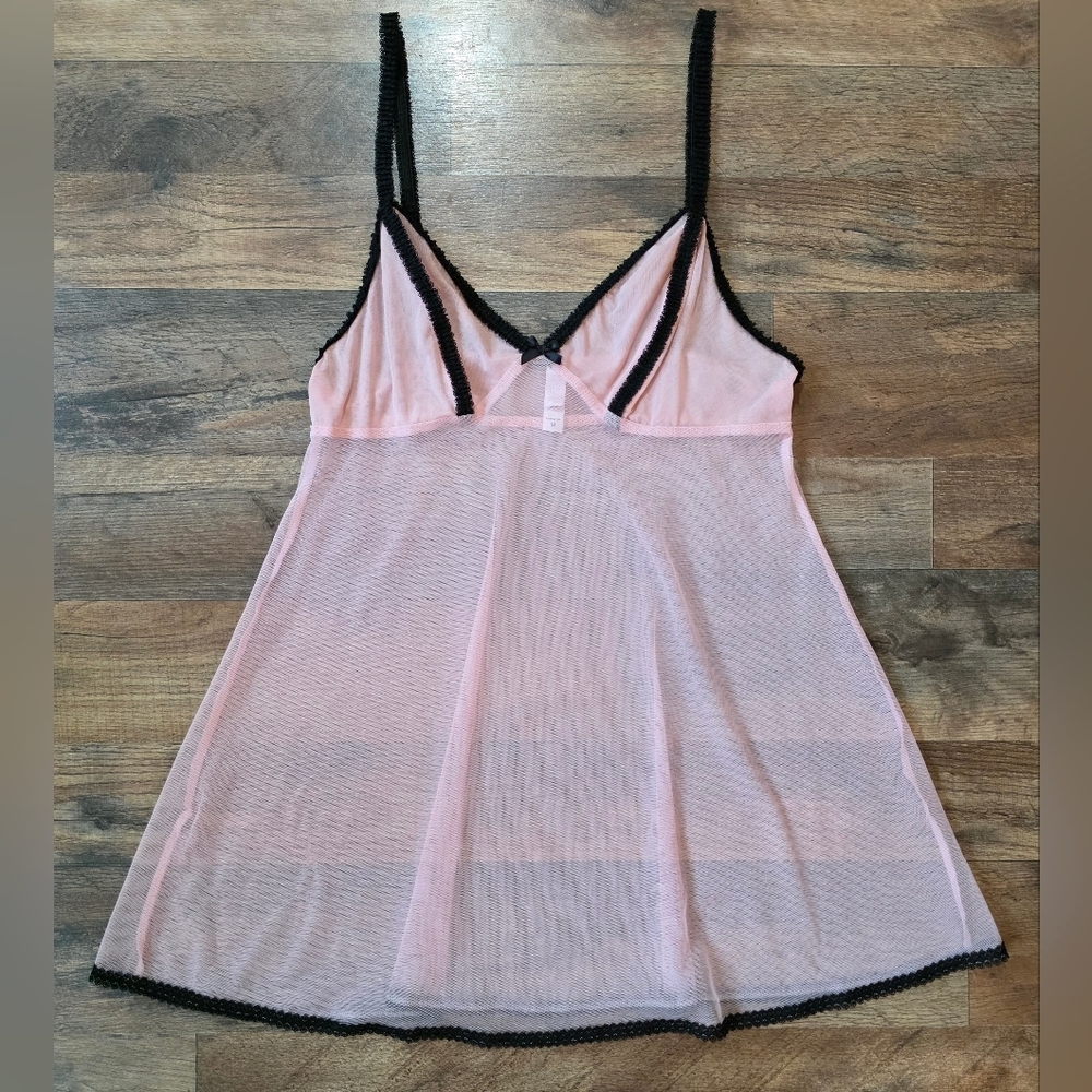 Victoria's Secret Vintage Y2K Women's Pink Mesh Night Gown Slip Dress Size M